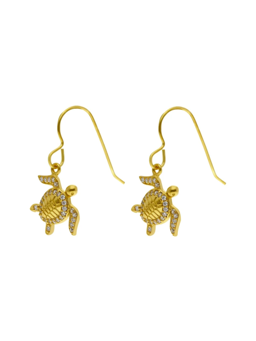 William May Gold Plated Silver Gemstone Set Turtle Drop Earrings