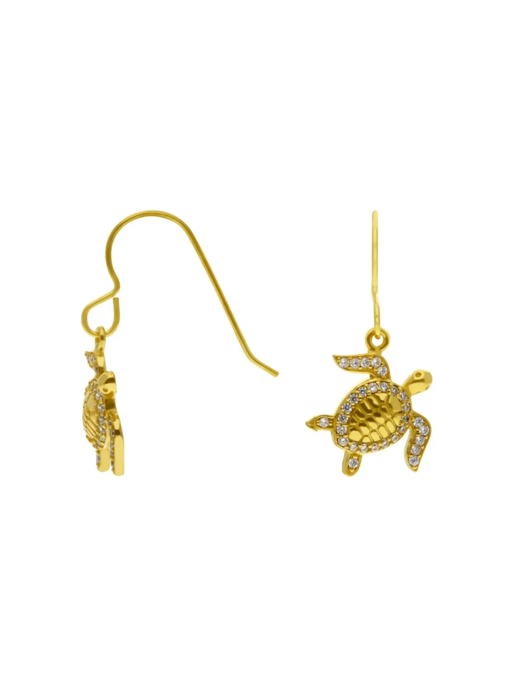 William May Gold Plated Silver Gemstone Set Turtle Drop Earrings, view 2