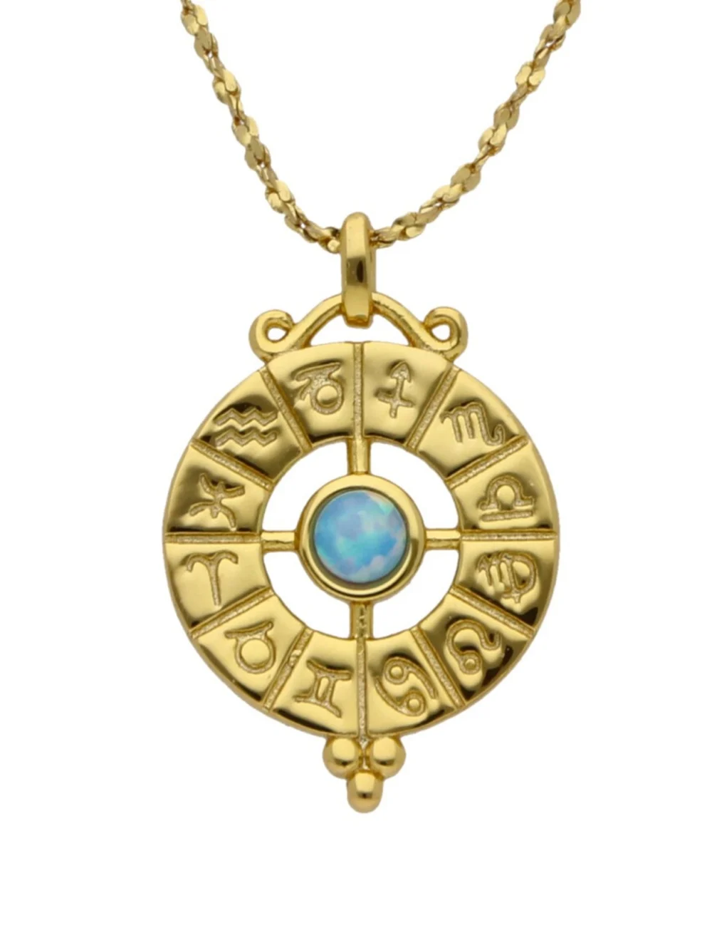 William May Gold Plated Silver Gemstone Set Zodiac Horoscope Necklace, view 2