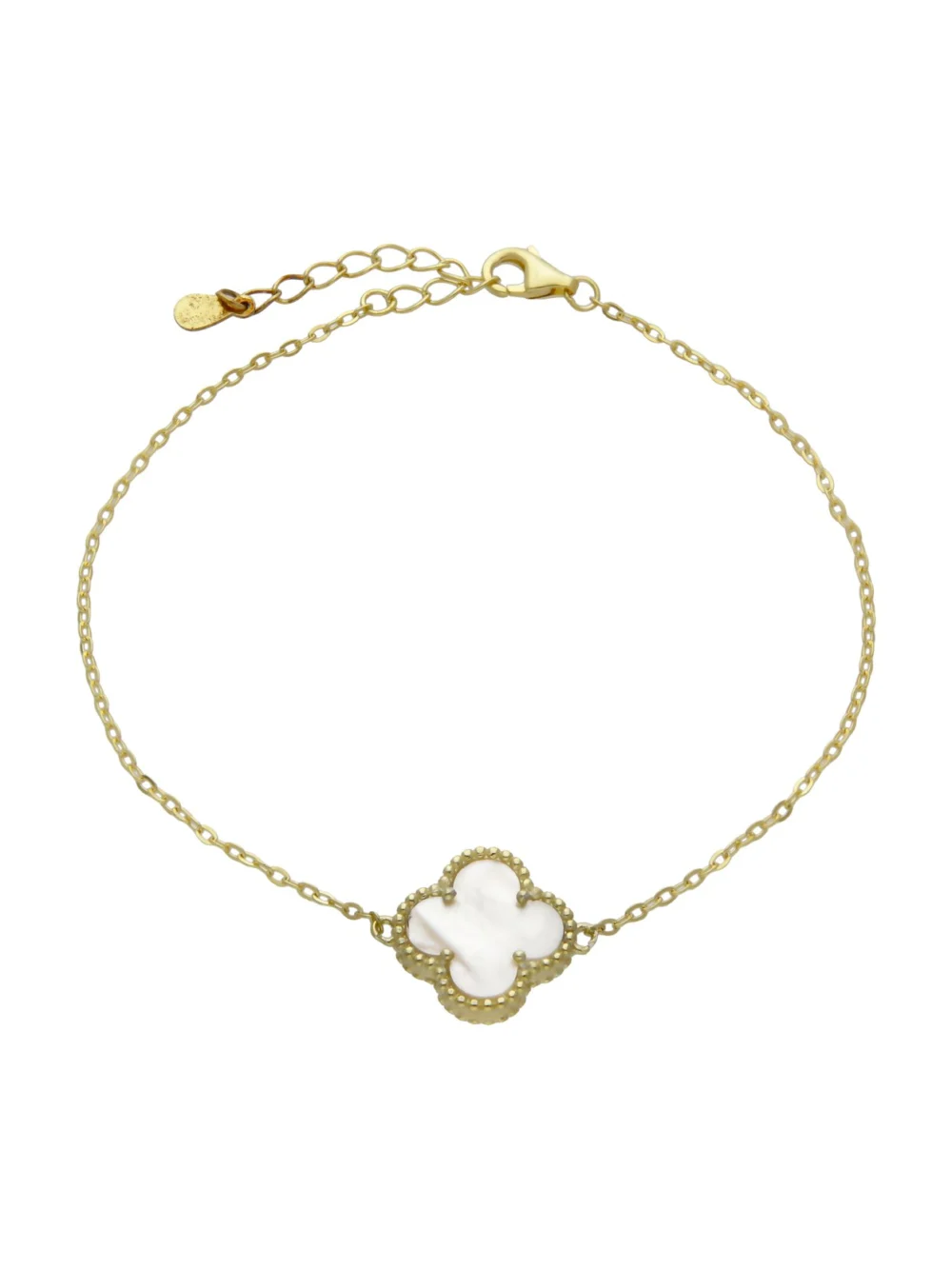 William May Gold Plated Silver Mother of Pearl Clover Petal Bracelet