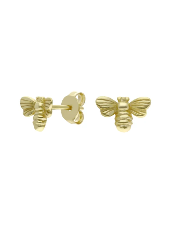 William May Gold Plated Silver Small Manchester Bee Stud Earrings