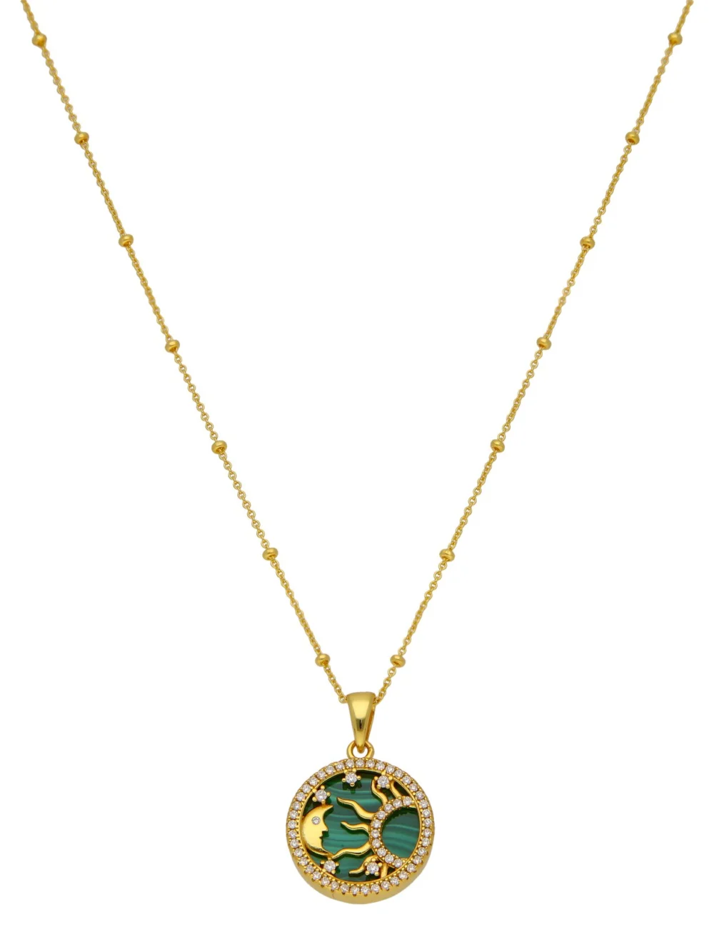 William May Gold Plated Sterling Silver Celestial Malachite & Necklace