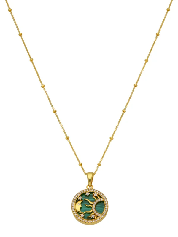 William May Gold Plated Sterling Silver Celestial Malachite & Necklace