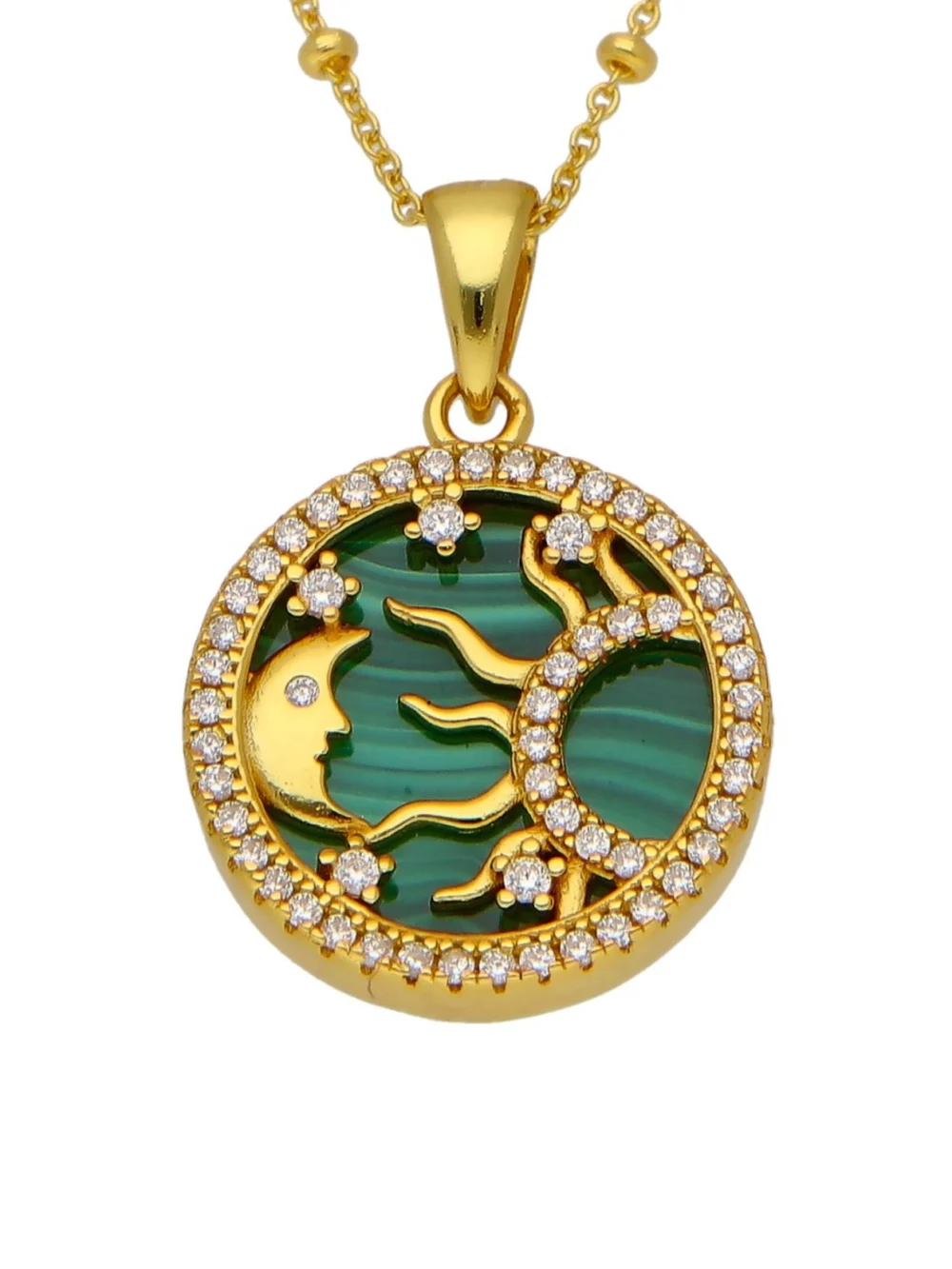 William May Gold Plated Sterling Silver Celestial Malachite & Necklace, view 2