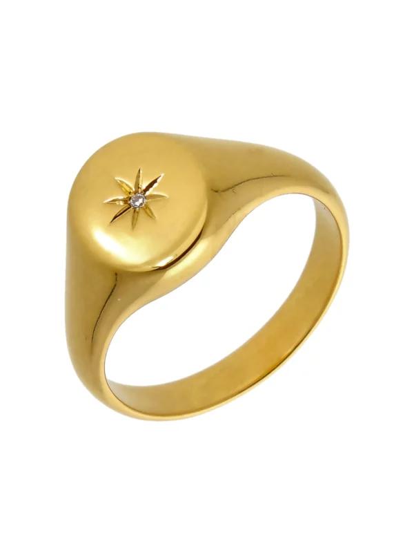 William May Gold Plated Sterling Silver Cubic Zirconia Oval Signet Ring