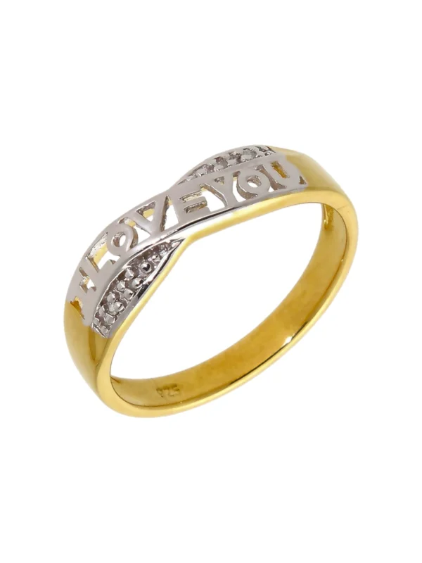 William May Gold Plated Sterling Silver Diamond Set I Love You Ring