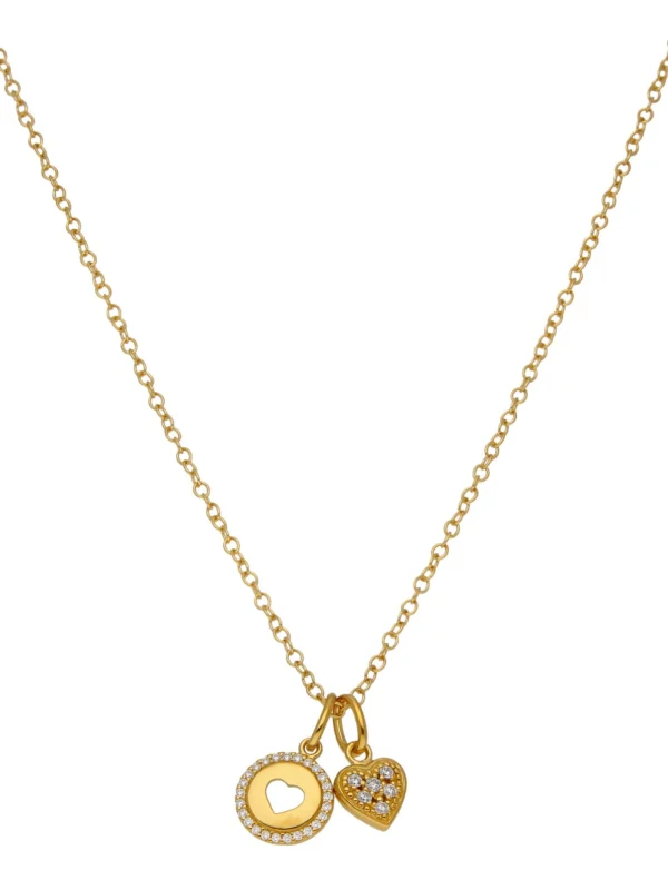 William May Gold Plated Sterling Silver Double Heart 17.5" Necklace