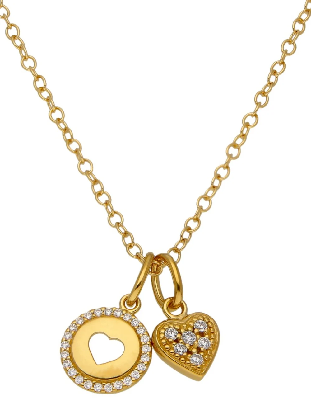 William May Gold Plated Sterling Silver Double Heart 17.5" Necklace, view 2