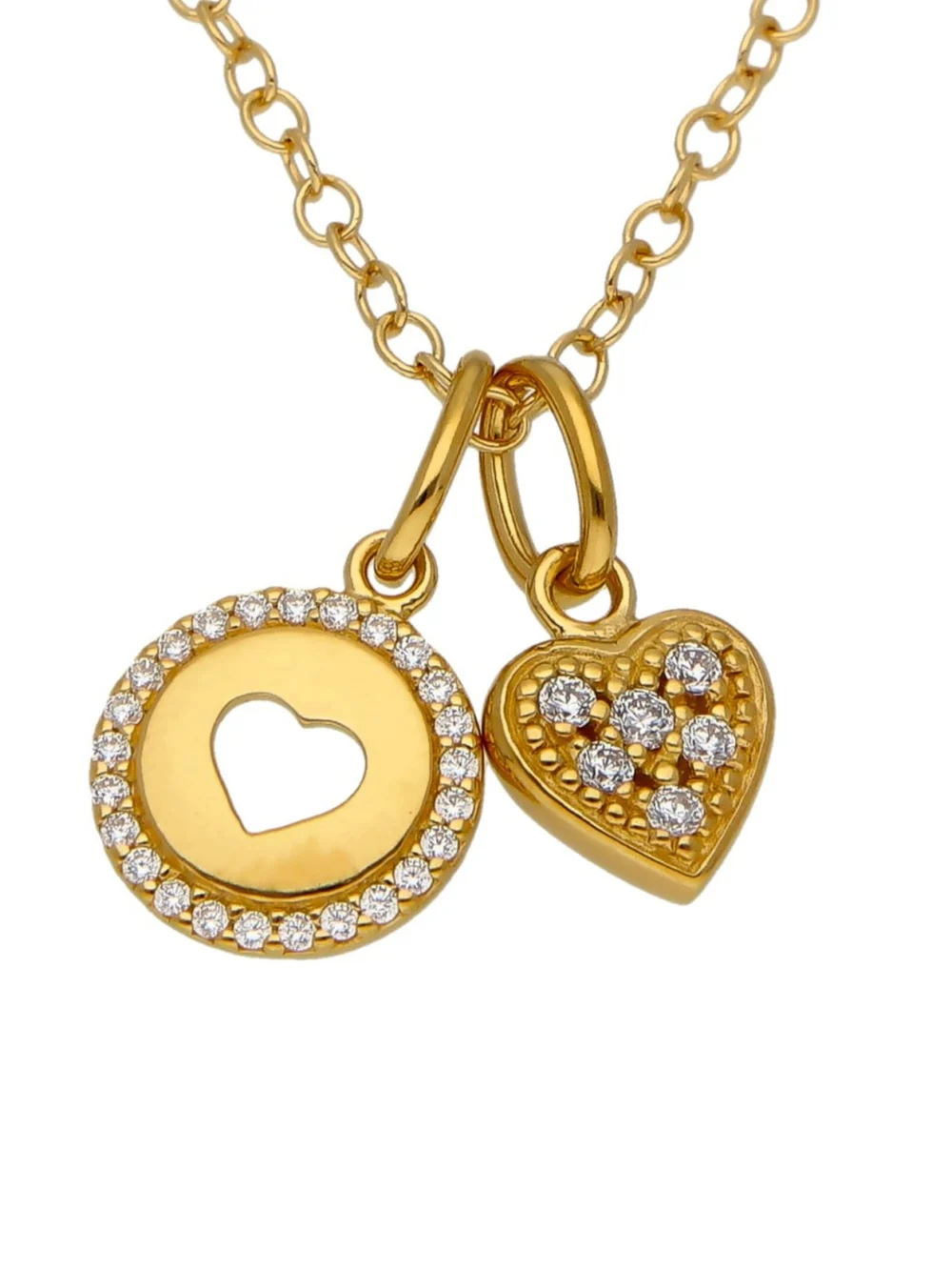 William May Gold Plated Sterling Silver Double Heart 17.5" Necklace, view 3