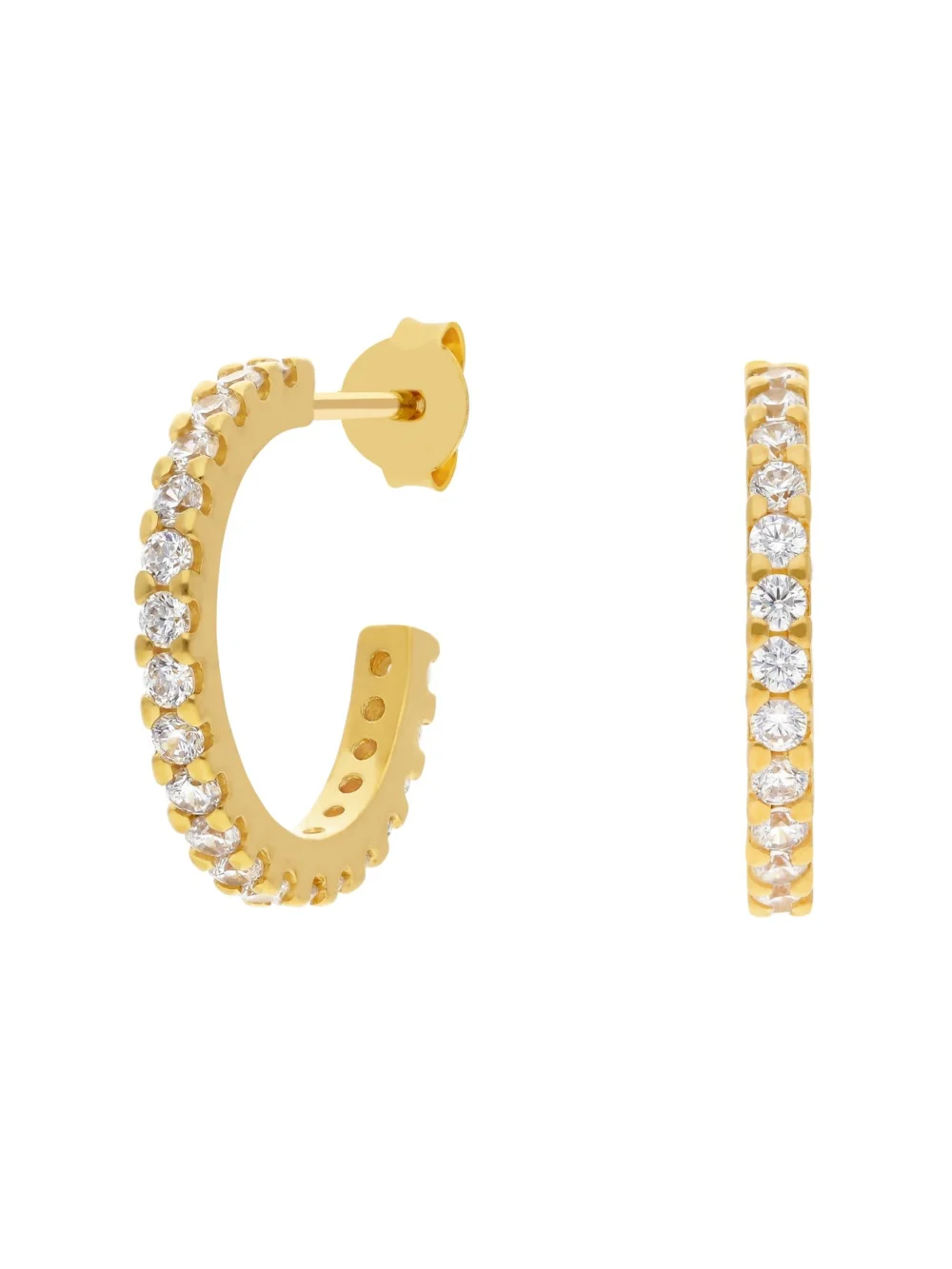 William May Gold Plated Sterling Silver Gem Set Stud Hoop Earrings