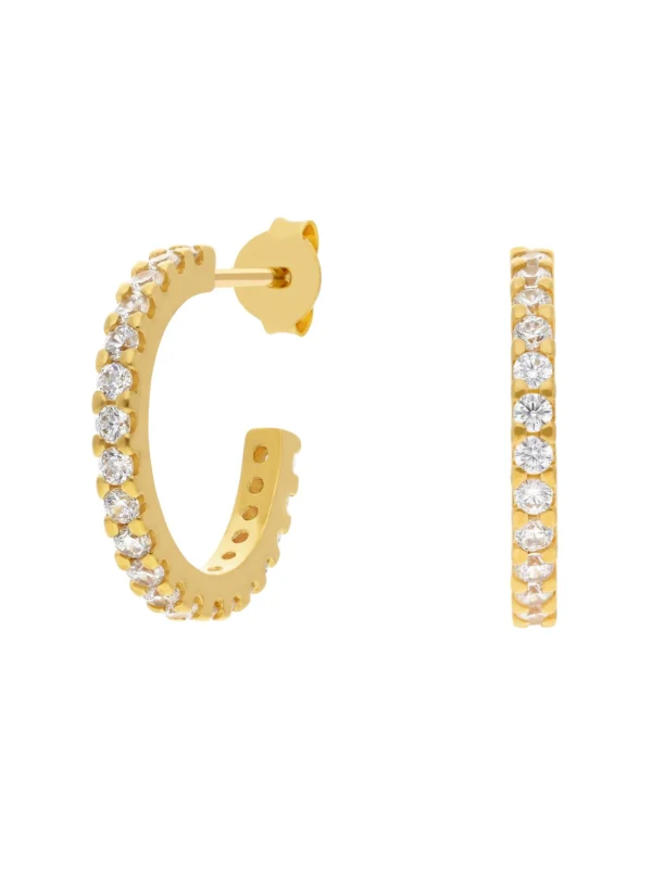 William May Gold Plated Sterling Silver Gem Set Stud Hoop Earrings
