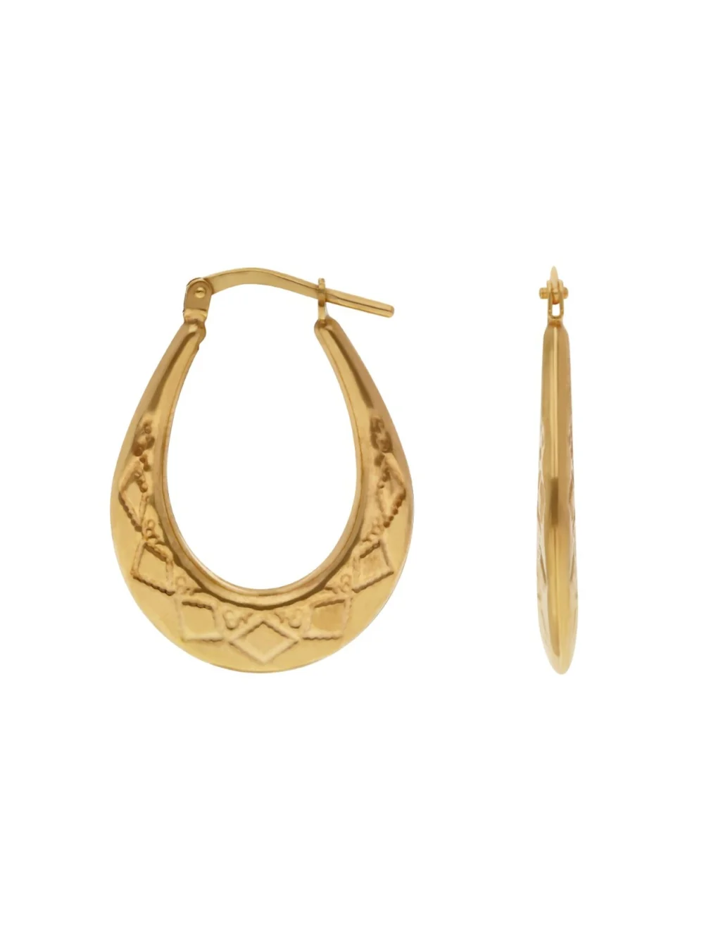William May Gold Plated Sterling Silver Harlequin Creole Earrings, view 2