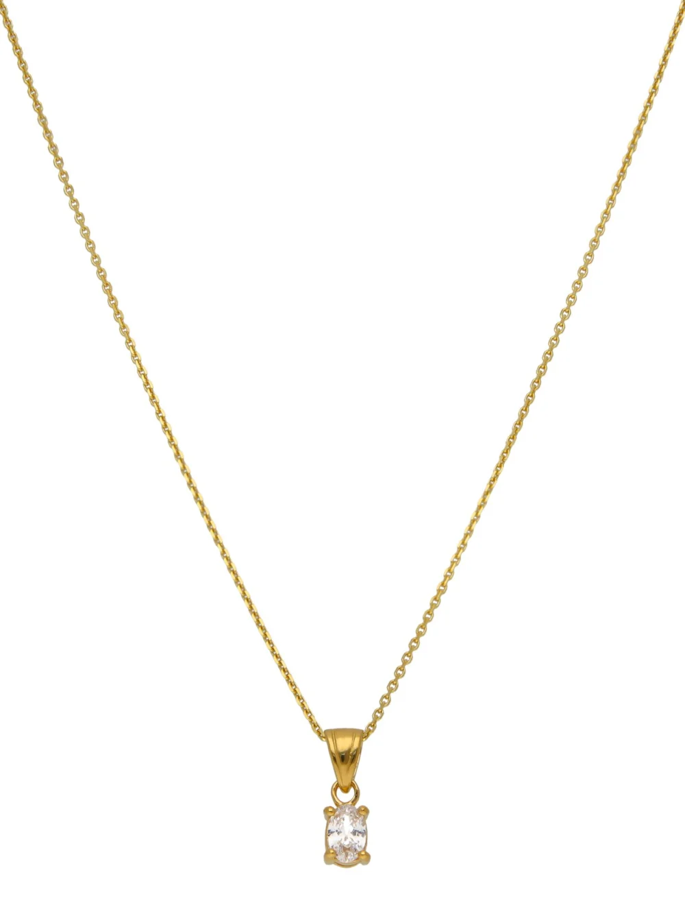 William May Gold Plated Sterling Silver Oval Cubic Zirconia 18" Necklace