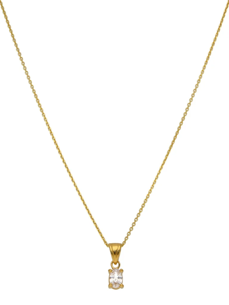 William May Gold Plated Sterling Silver Oval Cubic Zirconia 18" Necklace