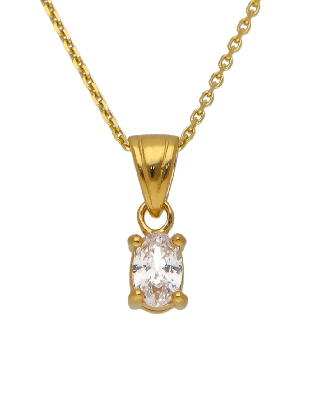 William May Gold Plated Sterling Silver Oval Cubic Zirconia 18" Necklace, view 2
