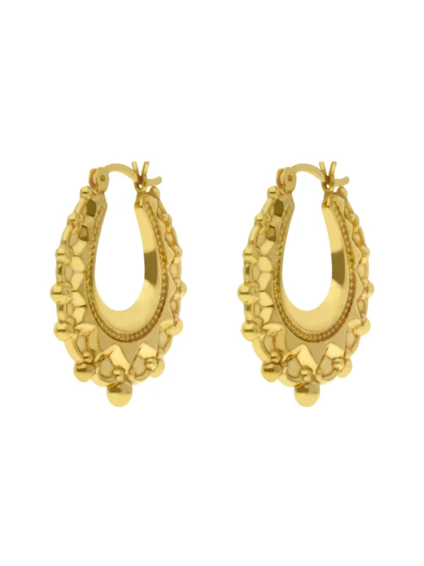 William May Gold Plated Sterling Silver Traditional Creole Hoop Earrings