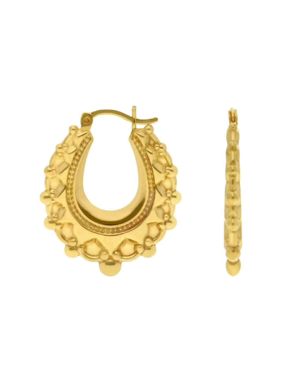 William May Gold Plated Sterling Silver Traditional Creole Hoop Earrings, view 2