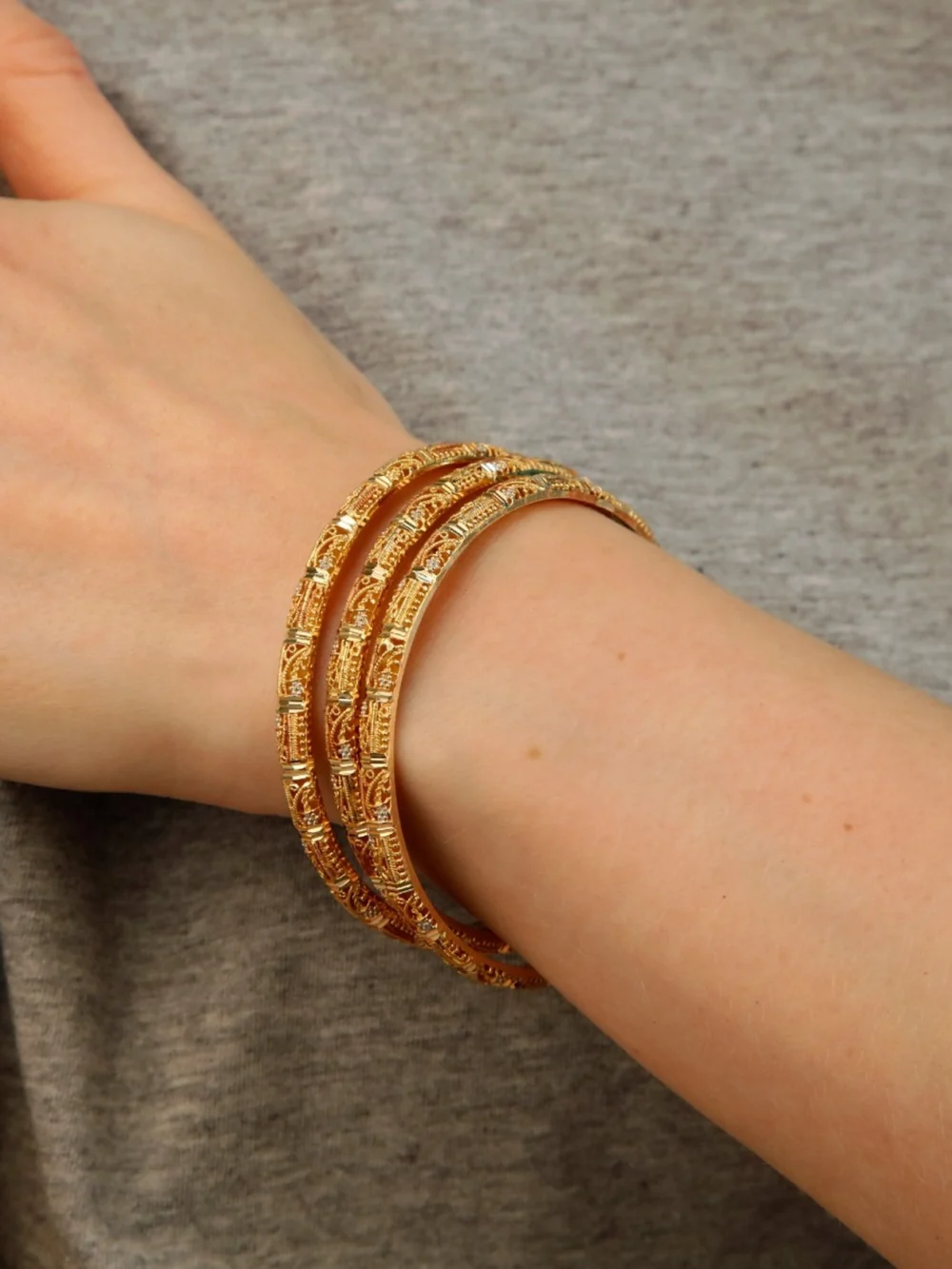 William May High Carat Fancy Patterned Push-On Bangle, view 3