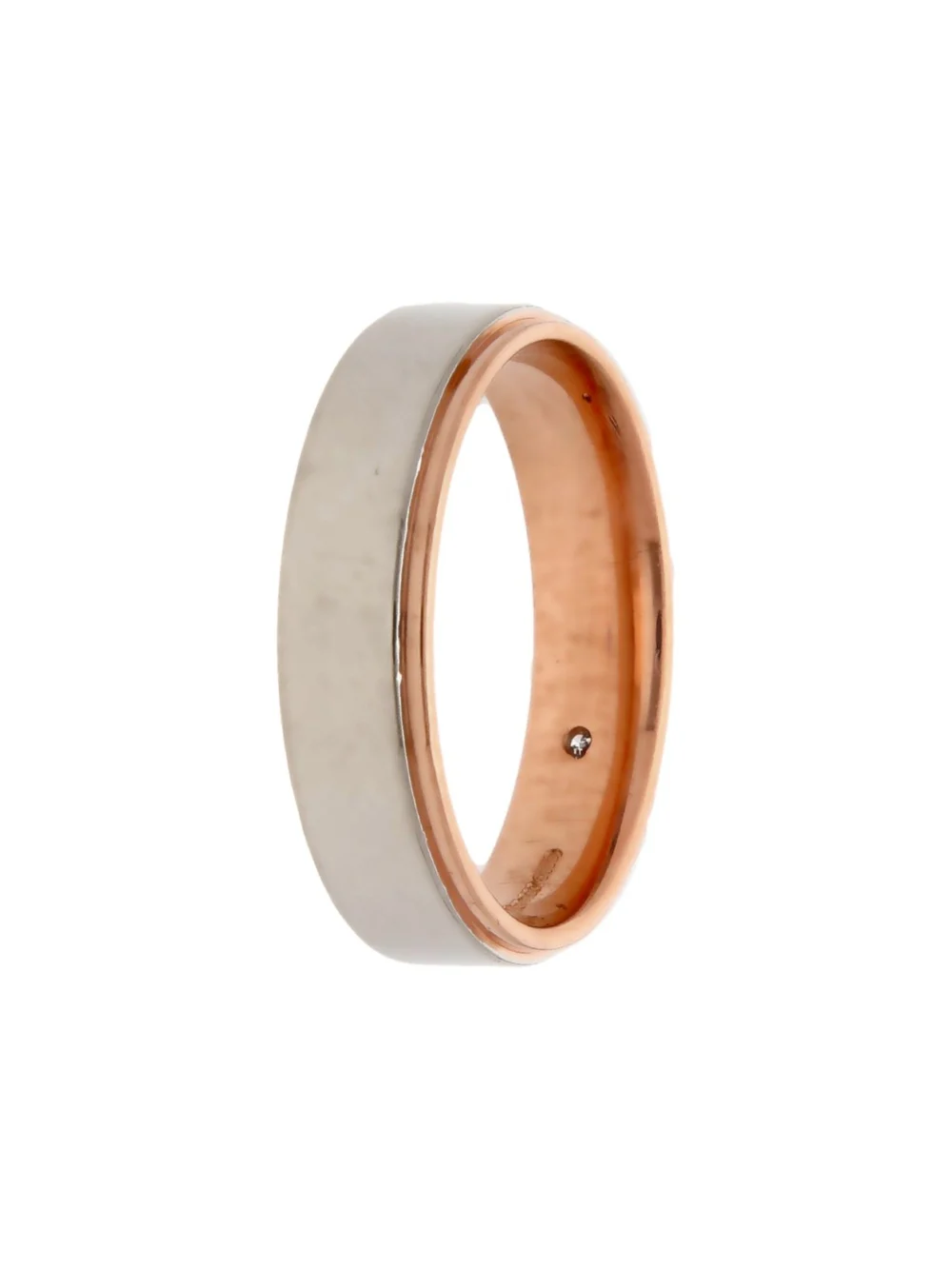 William May Palladium & Rose Gold Diamond Set Wedding Band Ring, view 2