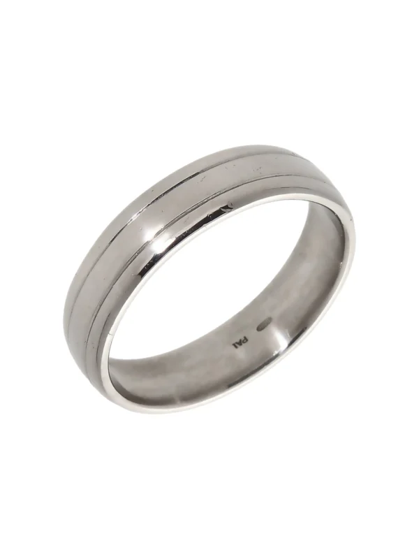 William May Palladium Lined Edge 5mm Wedding Band Ring