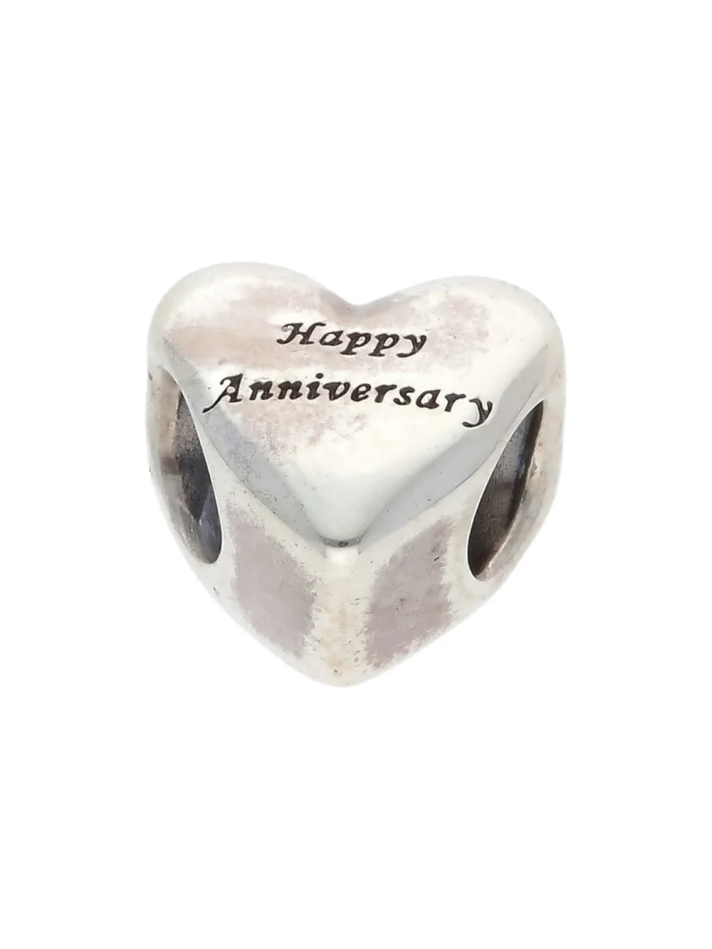 William May Pandora Silver & Gold Happy Anniversary Heart Charm, view 2