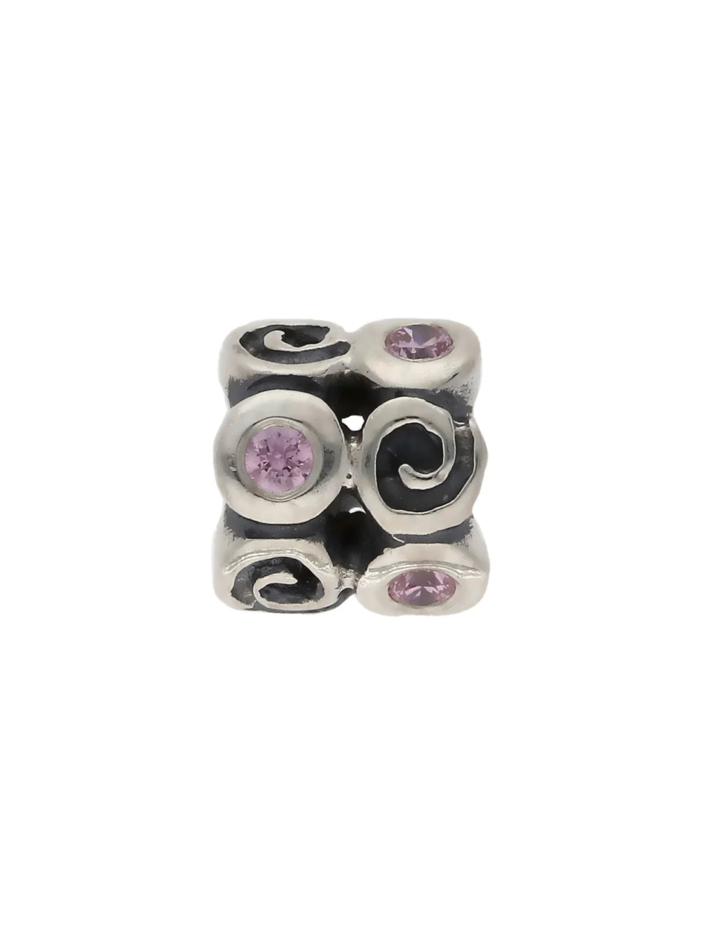 William May Pandora Silver Pink Cubic Zirconia Swirl Charm
