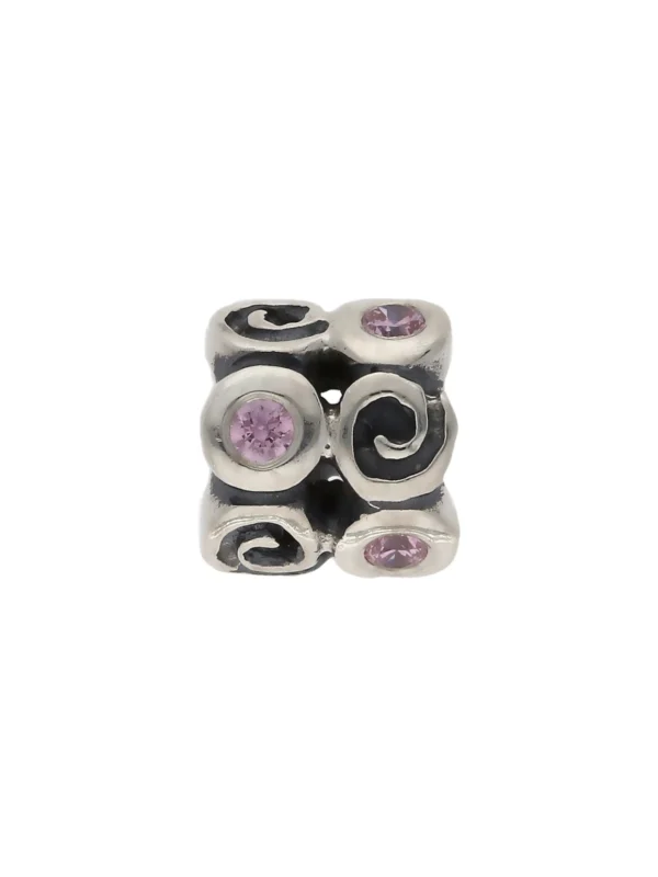 William May Pandora Silver Pink Cubic Zirconia Swirl Charm