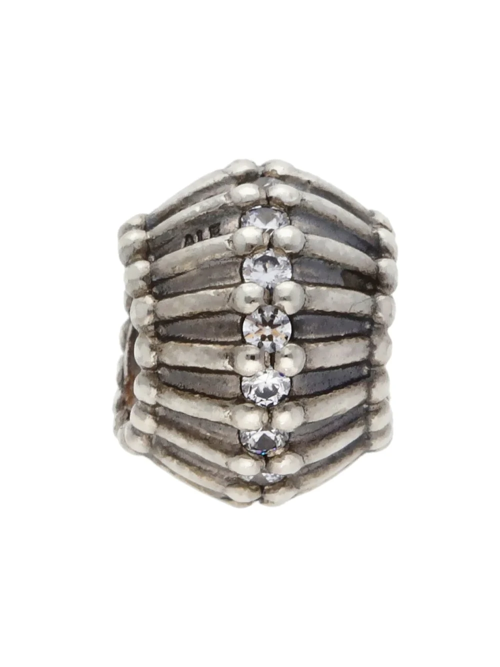 William May Pandora Silver Ridged Cubic Zirconia Line Centre Charm