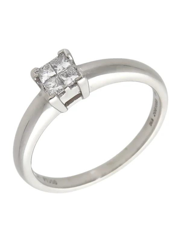 William May Platinum 0.18ct Princess Cut Diamond Cluster Ring