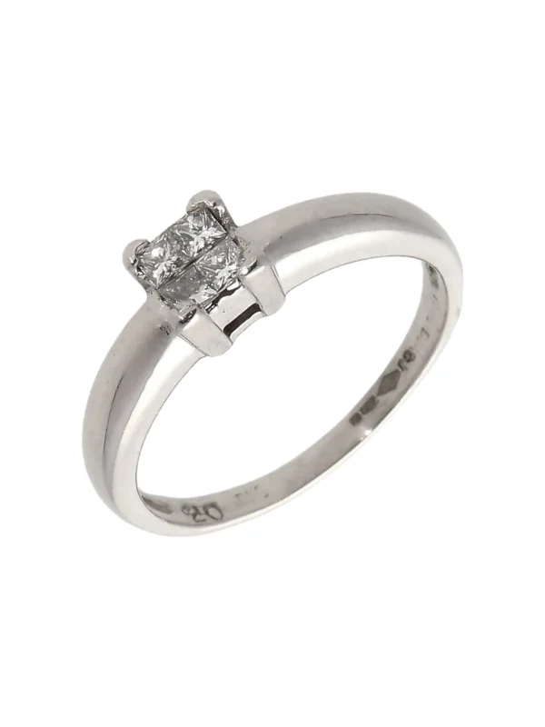 William May Platinum 0.20ct Princess Cut 4 Diamond Cluster Ring