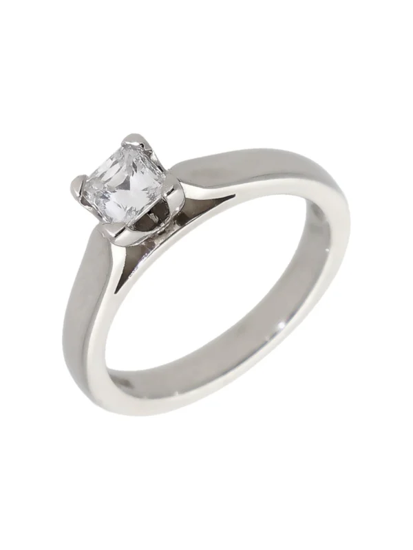William May Platinum 0.40 Carat Criss-Cut Diamond Solitaire Ring