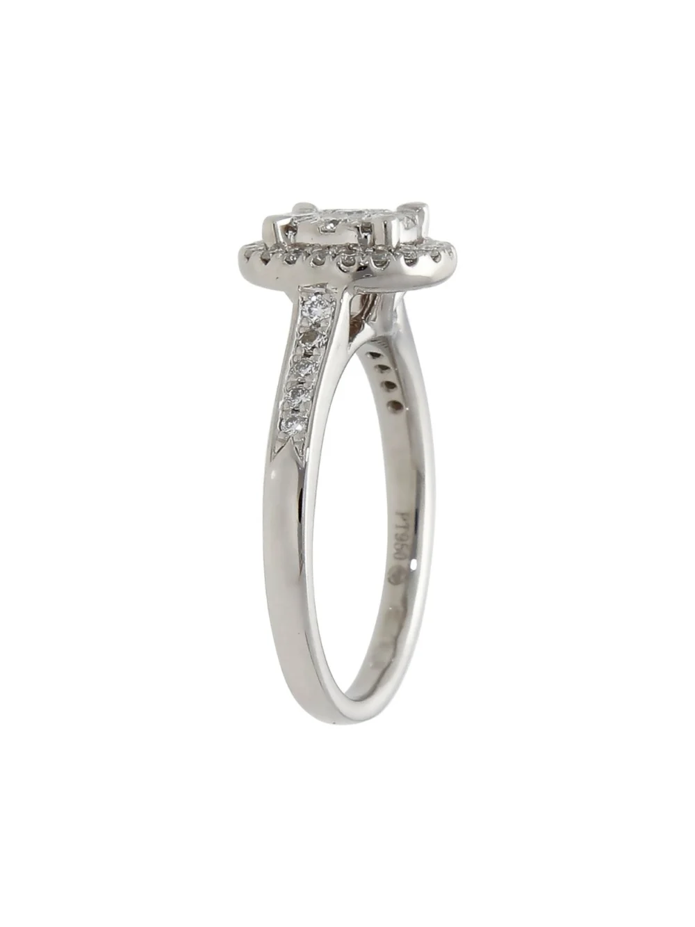 William May Platinum 0.40ct Diamond Oval Cluster Ring, view 2