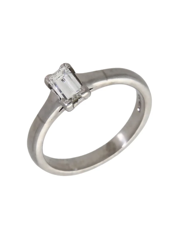 William May Platinum 0.40ct Emerald Cut Diamond Solitaire Ring