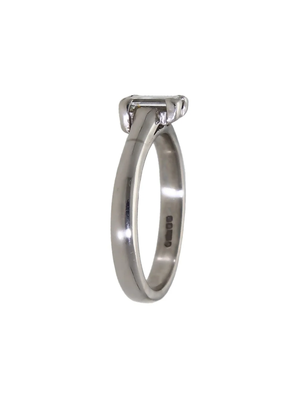William May Platinum 0.40ct Emerald Cut Diamond Solitaire Ring, view 2
