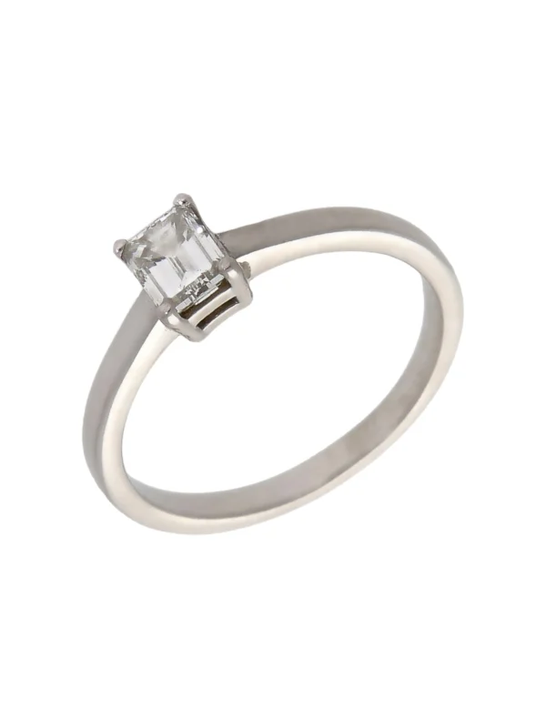 William May Platinum 0.50ct Emerald Cut Diamond Solitaire Ring