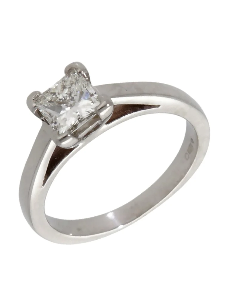 William May Platinum 0.59ct Princess Cut Diamond Solitaire Ring