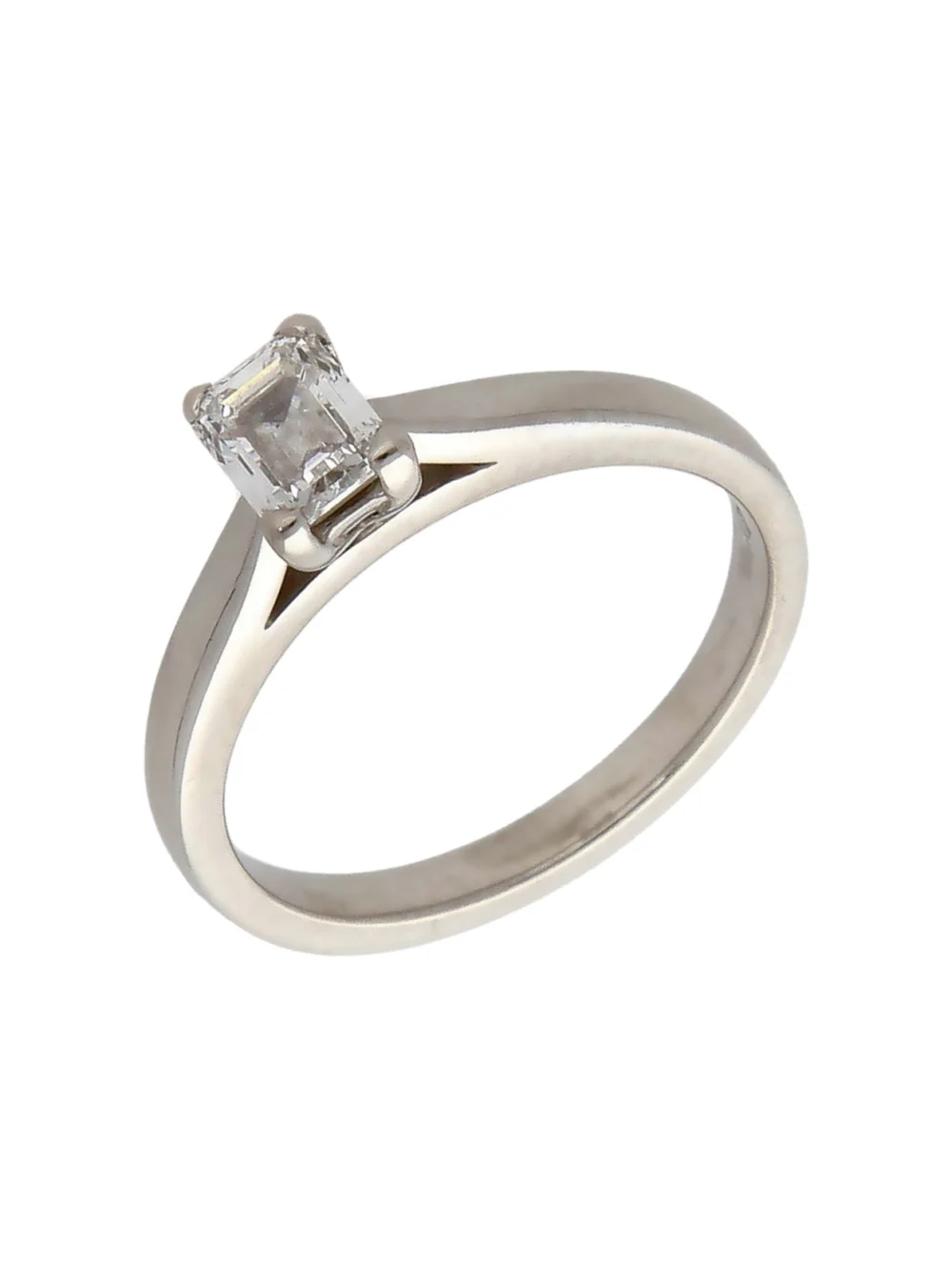 William May Platinum 0.60ct Emerald Cut Diamond Solitaire Ring