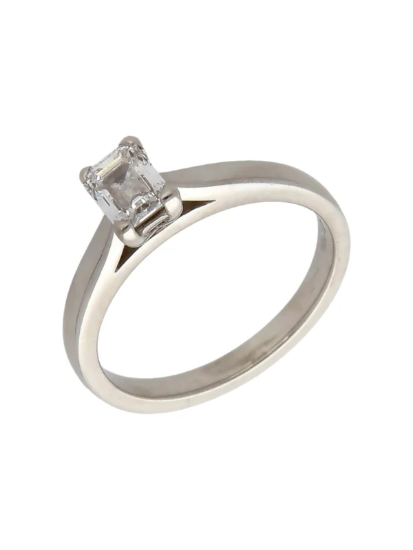 William May Platinum 0.60ct Emerald Cut Diamond Solitaire Ring