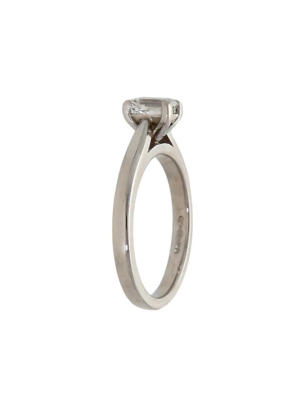 William May Platinum 0.60ct Emerald Cut Diamond Solitaire Ring, view 2