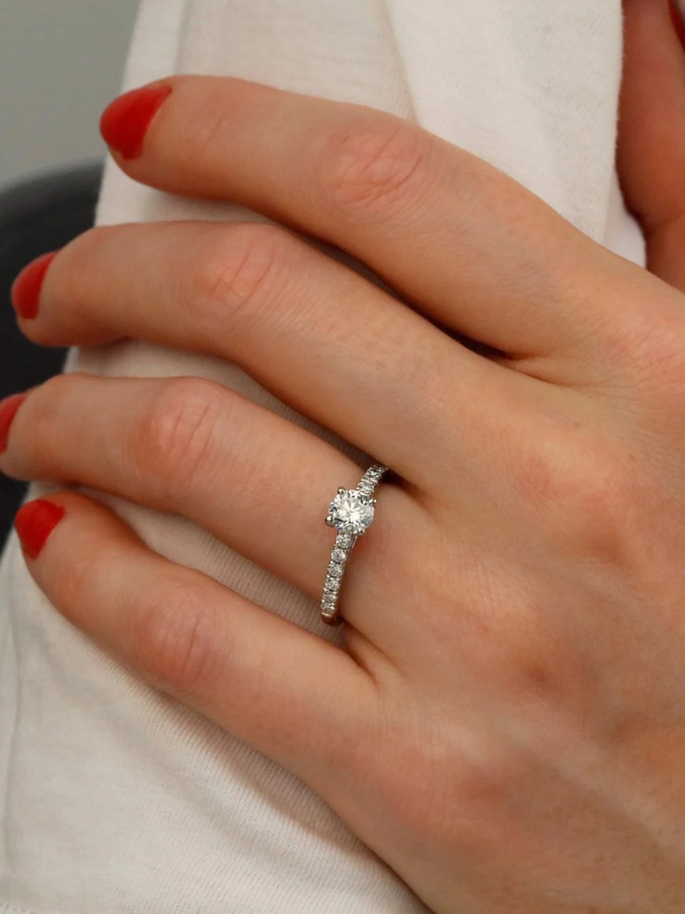 William May Platinum 0.66ct Diamond Solitaire & Shoulders Ring, view 2