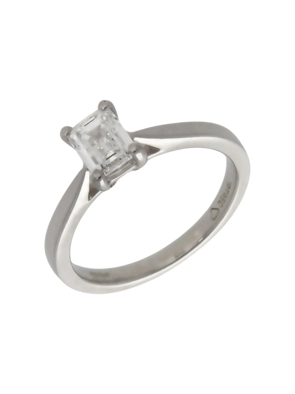 William May Platinum 0.70ct Emerald Cut Diamond Solitaire Ring