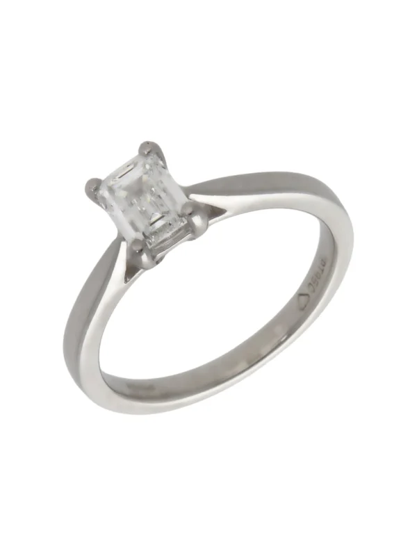 William May Platinum 0.70ct Emerald Cut Diamond Solitaire Ring