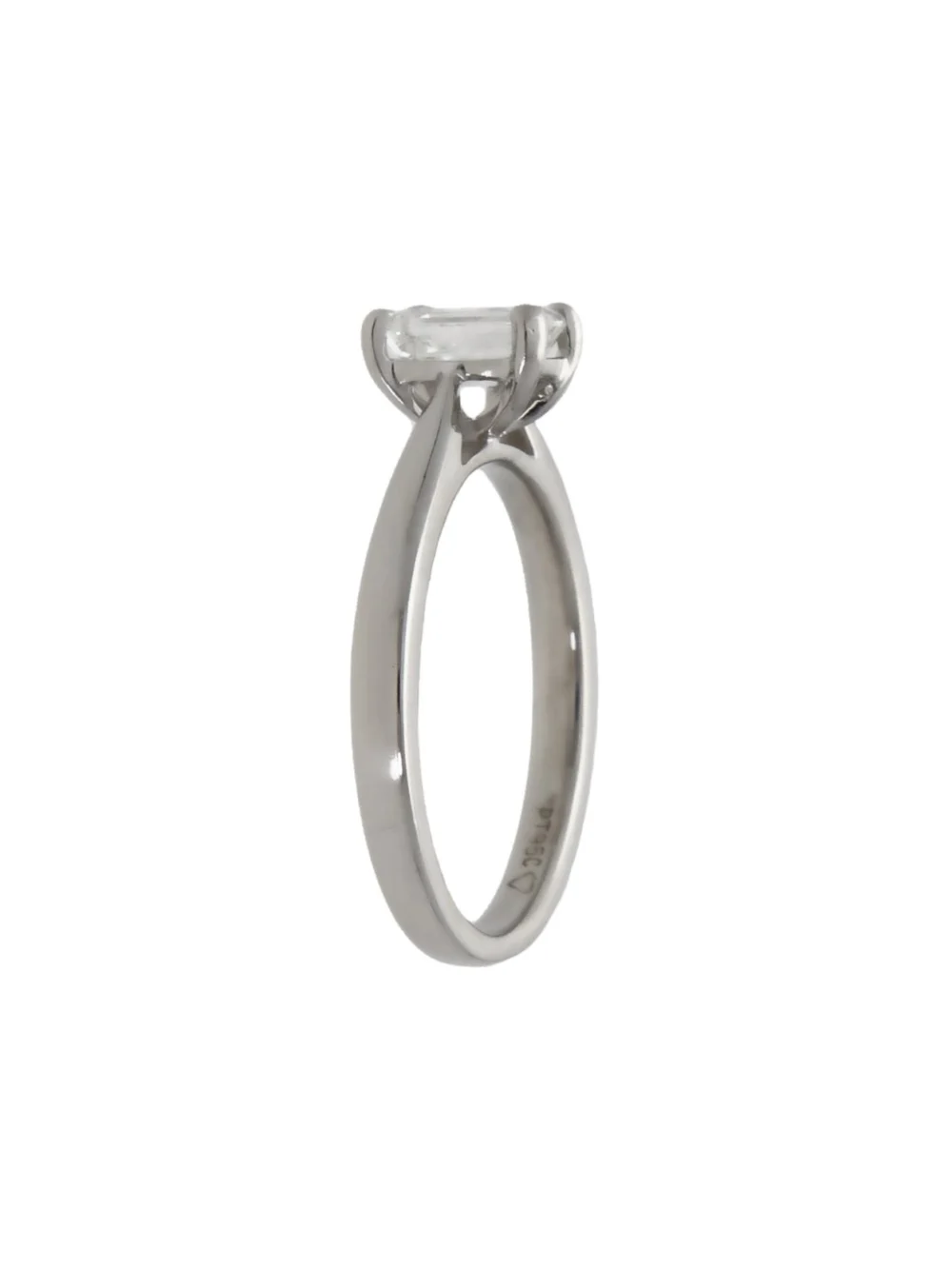 William May Platinum 0.70ct Emerald Cut Diamond Solitaire Ring, view 2