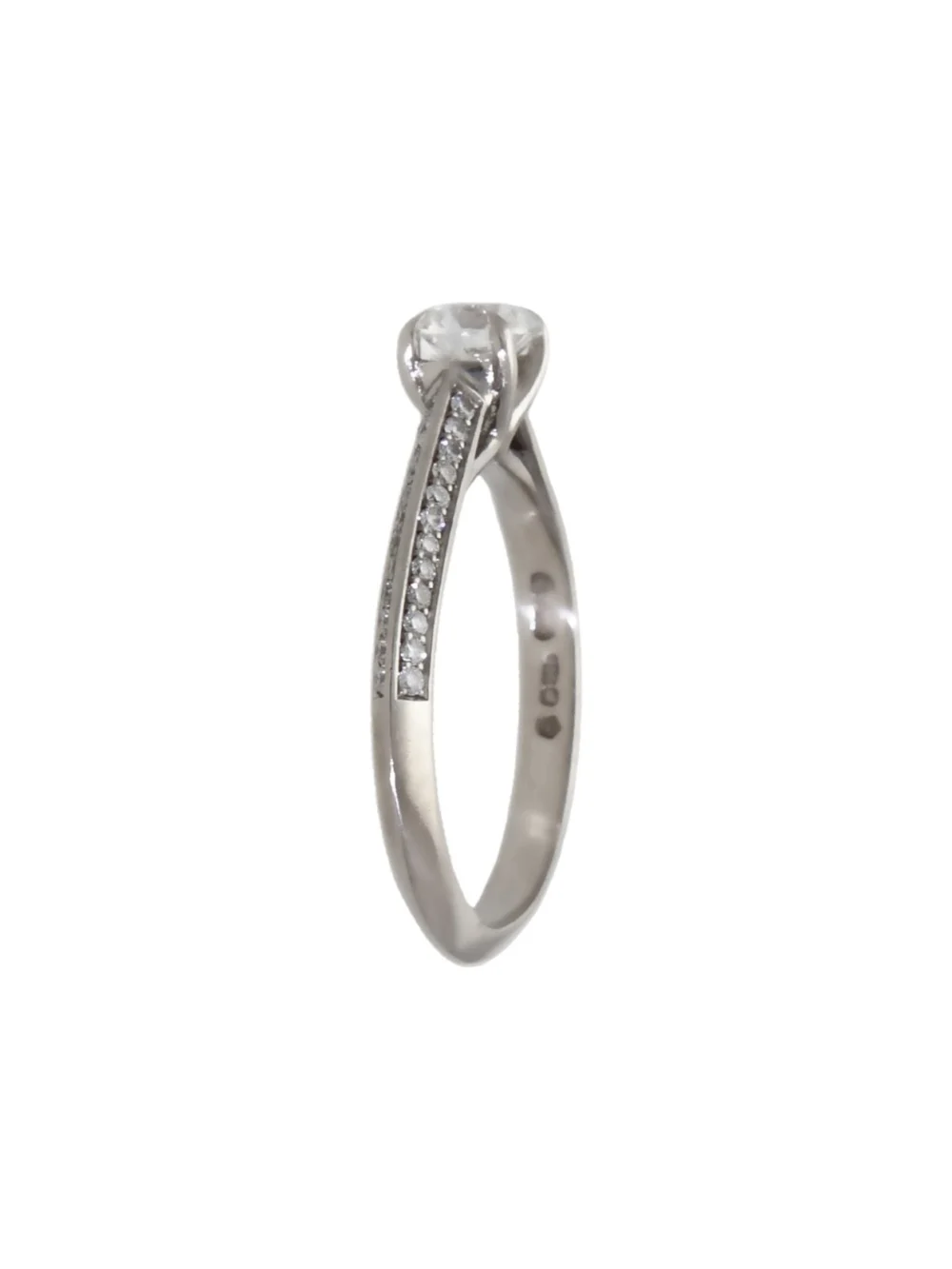 William May Platinum 0.75ct Diamond Solitaire & Shoulders Ring, view 2