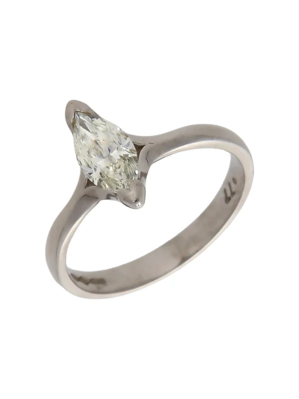 William May Platinum 0.77ct Marquise Diamond Solitaire Ring