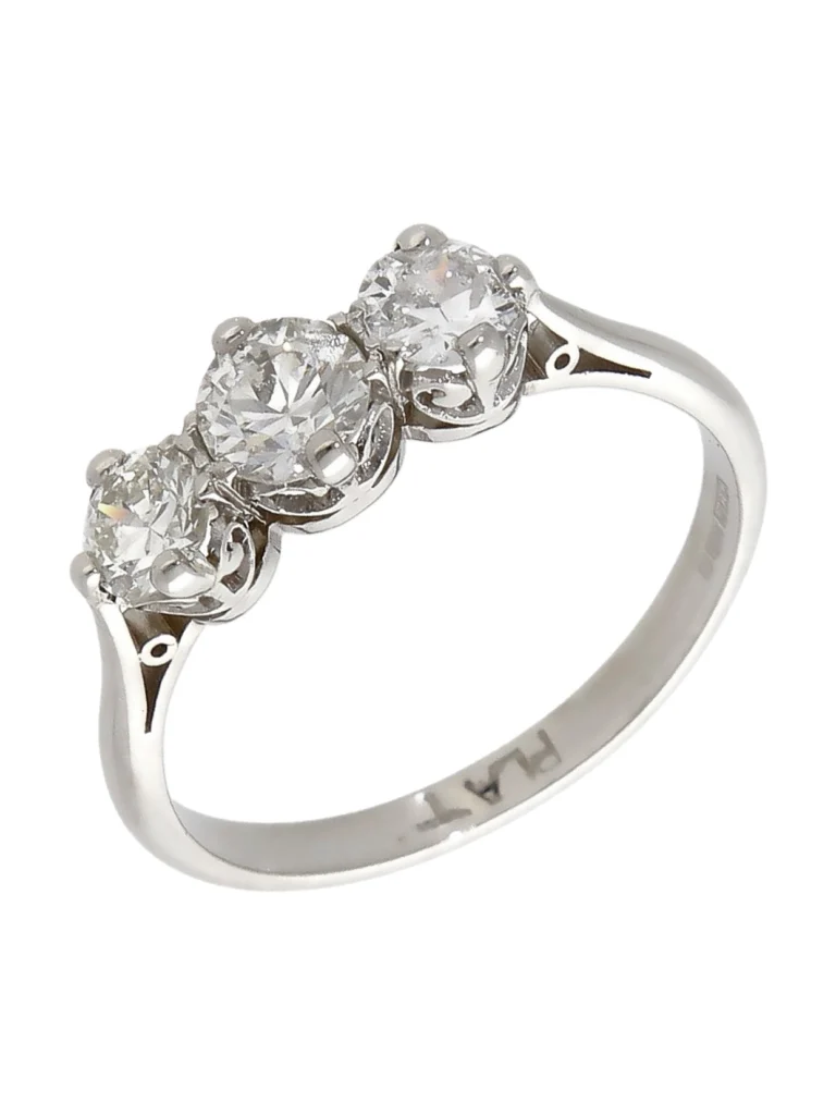 William May Platinum 0.86ct Diamond Trilogy Ring