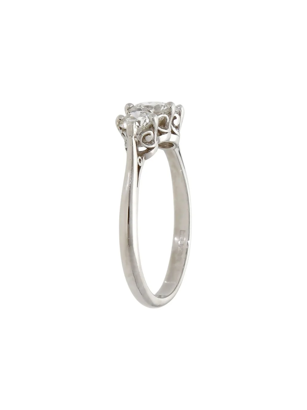 William May Platinum 0.86ct Diamond Trilogy Ring, view 3