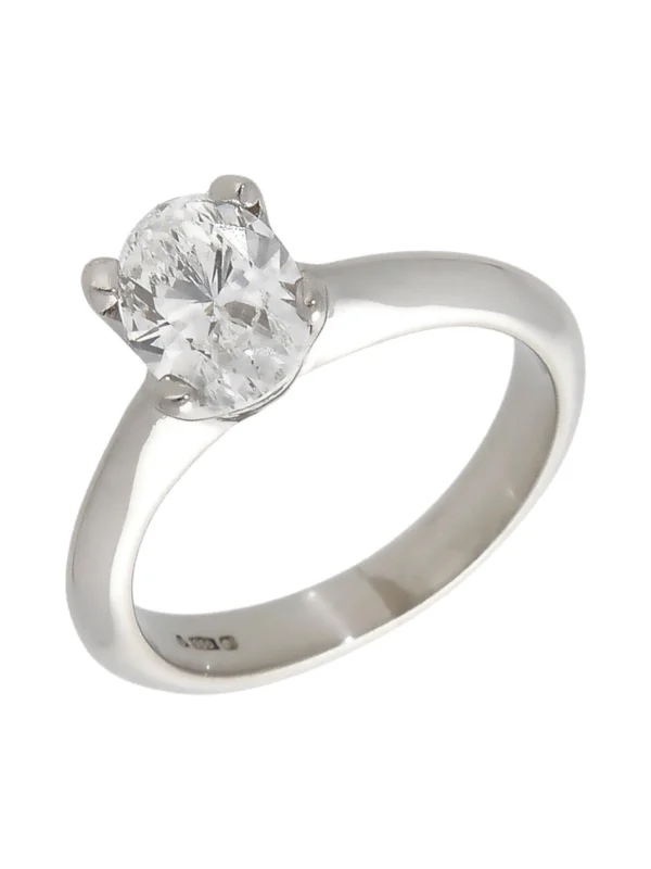 William May Platinum 0.92ct Oval Diamond Solitaire Ring
