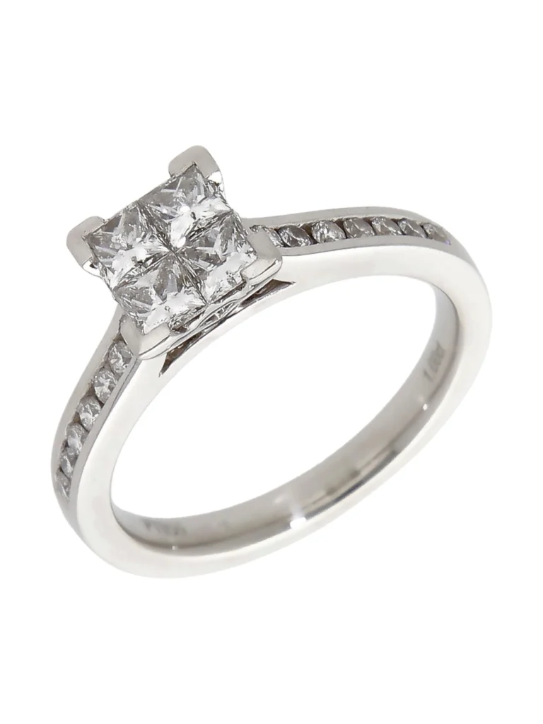 William May Platinum 1.00ct Diamond Cluster & Shoulders Ring
