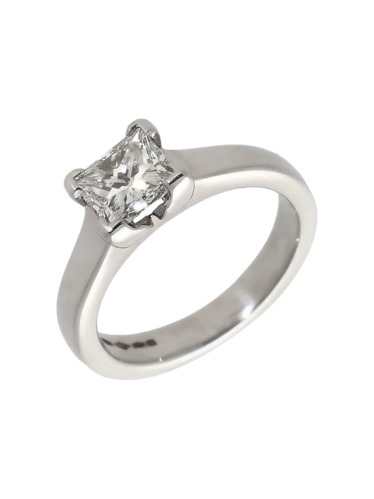 William May Platinum 1.00ct Princess Cut Diamond Solitaire Ring